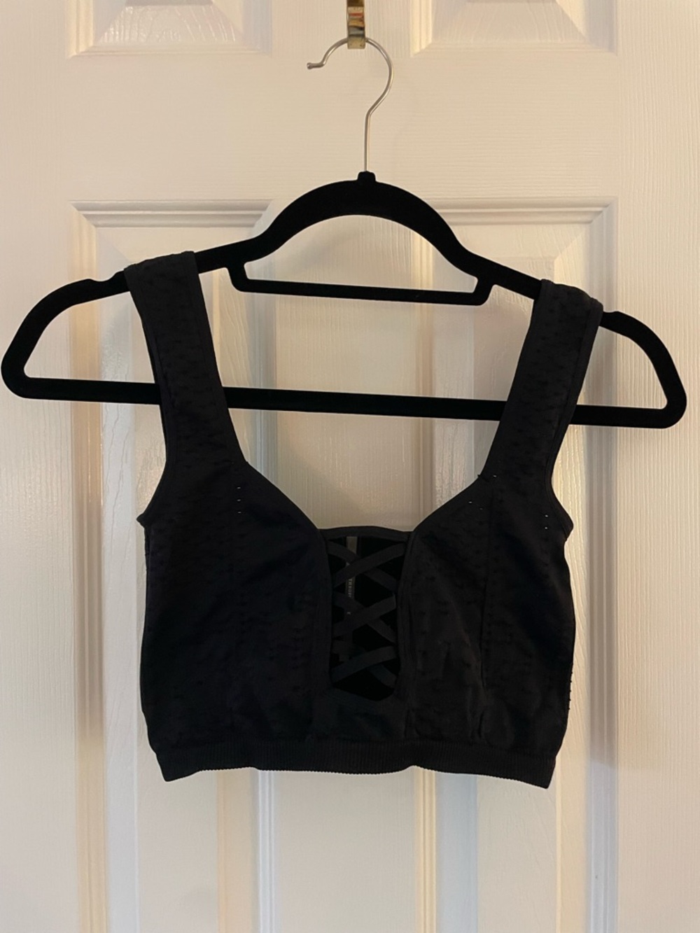 Anthropologie Black Eyelet Lace-Up Corset Top